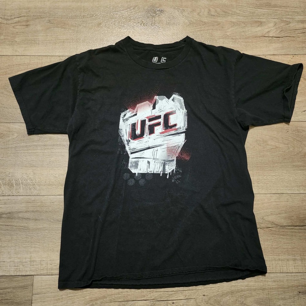 UFC Mens‎ Graphic T-Shirt Black Fist Logo Short Sleeve MMA Crewneck Size M